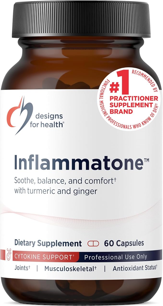Designs for Health Inflammatone - Turmeric Supplements with Proteolytic Enzymes Boswellia Quercetin &amp Resveratrol (60 Capsules)