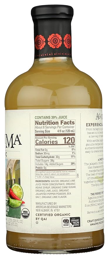Agalima Organic Spicy Jalapeño Margarita Mix Gluten Free 33.8 Fluid Ounces (Pack Of 6)