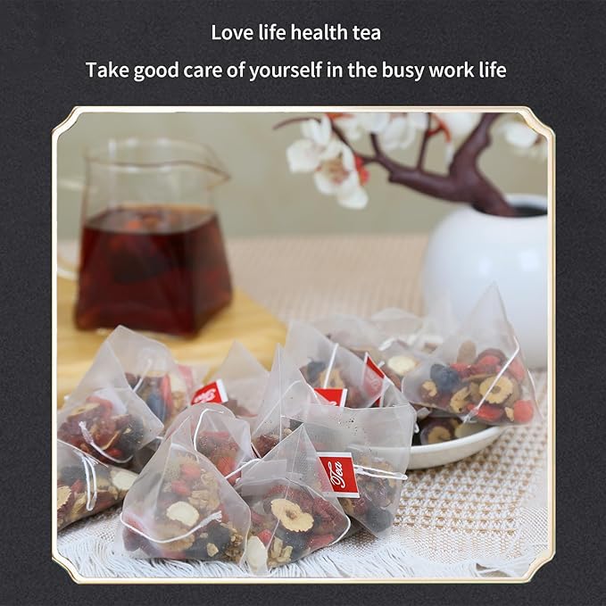 DOZO Ginseng Five Treasures Tea Kidney Tea For Men Husband Wubao Tea Bags Men's Energy Health Ginseng Maca Polygonatum Raspberry Mulberry Goji Berry Jujube 人参五宝茶 五宝茶 男人茶 补肾茶 7.05oz/20 Bags