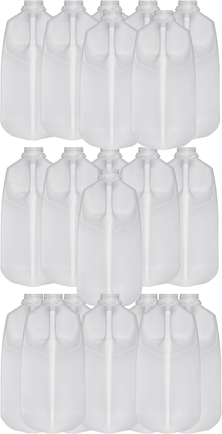 64 Oz Jugs Bottles (Pack Of 20 x 64 Oz Ea) With White Tamper Evident Screw Caps – Great for Homemade Juices Milk Smoothies Tea and Other Beverages - Food Grade BPA Free