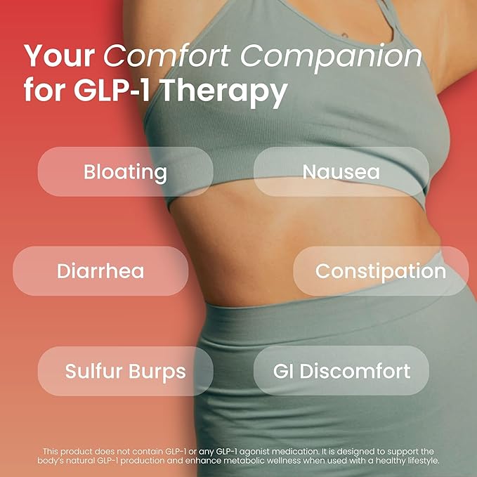 GLP-1 Side Effect Relief Supplement – Support for Nausea Bloating &amp Fatigue – Natural Digestive Support with Ginger Magnesium B12 &amp Electrolytes – for GLP-1 Users – 60 Capsules