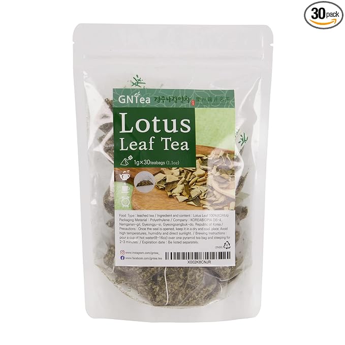 [GNTea] Vegan Lotus Leaf tea 30 teabags (pack of 1) 1.06oz Triangle teabag (PLA) Handmade Roasting Leached tea