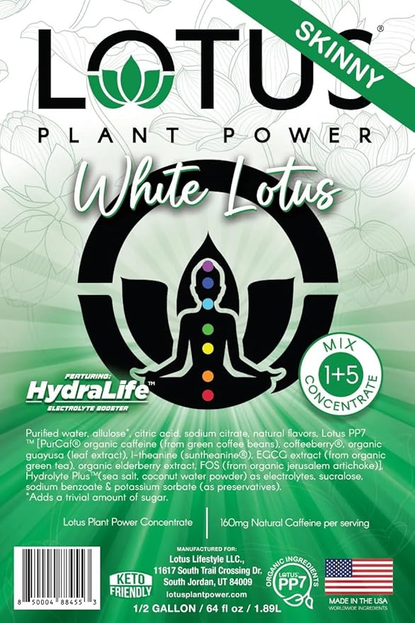 Lotus Energy Drink Concentrate 64 fl oz (Skinny White &amp Skinny Red) Pack of 2