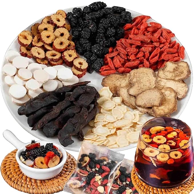 Ginseng &amp Mulberry Herbal Tea Kidney Tea Formula Ginseng Treasures Tea Liver &amp Kidney Detox Teas Red Date Wolfberry Chinese Healthy Cleanse TeaBags for Men &amp Women (300g/15g x20Bags)