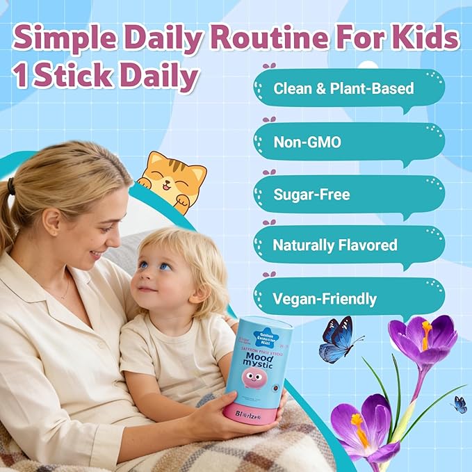 Saffron for Kids - Pixie Drink Mix Saffron Exact with GABA Magnesium &amp Vitamin D3 - Supports Mood Focus &amp Sleep Calms Temper Tantrums Fruit Punch Pixie Drink Sticks Mix for Kids 4+ Sugar-F