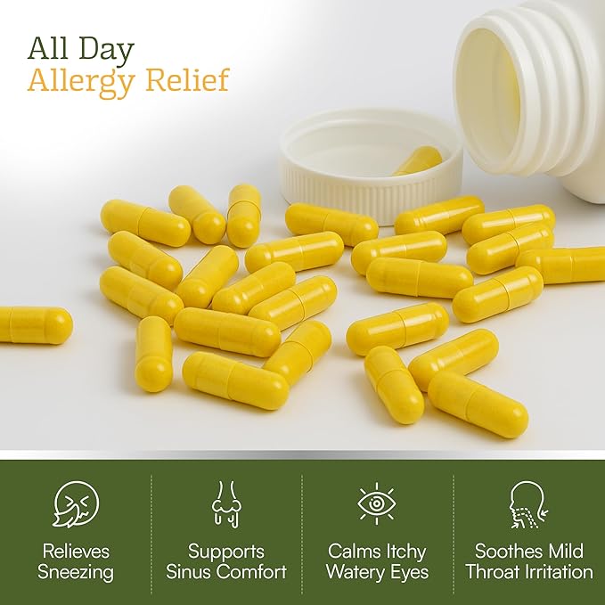 Histamine Shield Plus™ Natural Antihistamine Supplement for Adults Sinus &amp Allergy Relief for Pollen Pet Dander Dust Mold and Odors Quercetin with Bromelain &amp Stinging Nettle 120 Capsule