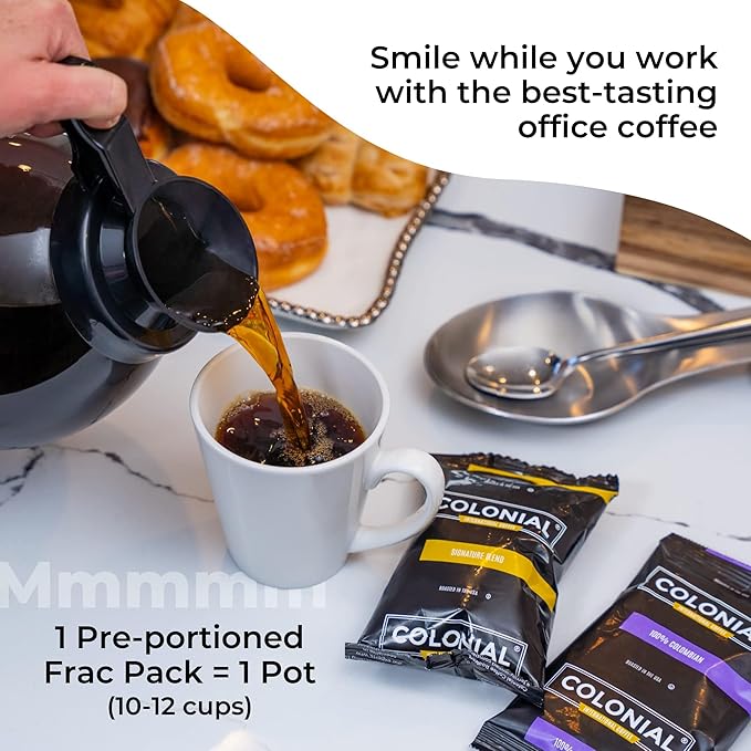 Colonial Coffee Packets Pre Ground Coffee Packs European Dark Roast Coffee Bulk Single Pot Bags for Drip Coffee Makers 2.5 Ounce (Pack of 80)