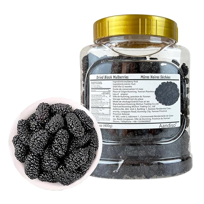 Dried Black Mulberries 14.1oz Black Mulberry Tea Sweet Delicious Dried Fruit Snacks