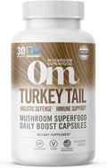 Om Mushroom Superfood Turkey Tail Mushroom Capsules Superfood Supplement 90 Count 30 Days Immune Support Polysacchrides Beta-Glucans Gut Health &amp Holistic Defense Mushroom Supplement