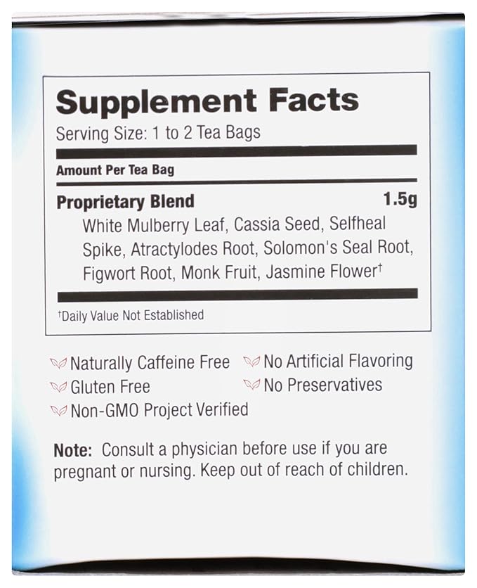 Bravo Tea Sugar Level Herbal Tea with White Mulberry Naturally Caffeine Free Vegan Friendly Gluten Free &amp Non-GMO 20 Tea Bags (Pack of 6)