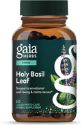 Gaia Herbs Holy Basil Leaf - Traditionally Used to Support Stress Response - Adaptogenic Ayurvedic Herb* - 60 Vegan Liquid Phyto-Caps (30 Servings)