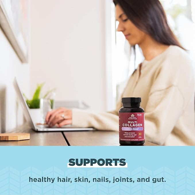 Ancient Nutrition Collagen Protein Brain Boost Collagen Protein Capsules Brain Supplement for Reduced Joint Discomfort Healthy Skin and Nails 90 ct
