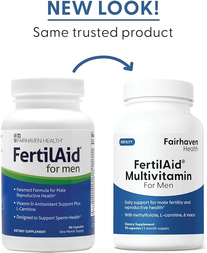 Fairhaven Health 3 Month Supply FertilAid for Men Prenatal Male Fertility Supplement | Count and Motility Support Pre Conception for Him | Fertility Support Includes Zinc and Folate | 90 Capsules