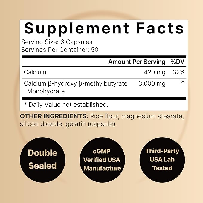 NatureBell HMB 3000mg - 300 Capsules - Triple-Strength Supplement for Lean Muscle Mass Support - Aids Against Muscle Breakdown in Men &amp Women* - Non-GMO &amp Gluten-Free