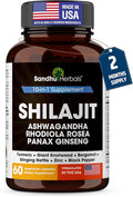SANDHUHERBALS Shilajit Capsules for Men &amp Women | Pure Himalayan Blend with Ashwagandha | High Potency and Energy Supplement | 2 Months Supply | for Extra Power and Stamina | Combo with Sea Moss