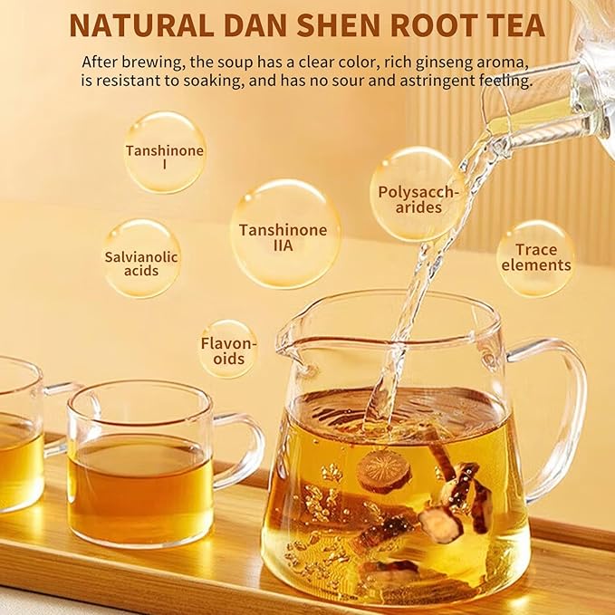 DOZO Dan Shen Root Tea 250g/8.82oz Salvia Miltiorrhiza Root Slices Red Sage Chinese Herbal Tea Sulfur Free No Additives 丹参 丹参片