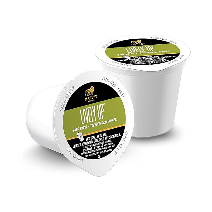 Marley Coffee Lively Up Fairtrade Certified Dark Roast Coffee Keurig K-Cup Brewer Compatible Pods 12 Count (Pack of 6)