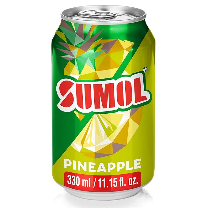 Sumol Pineapple Sparkling Juice Beverage Real Fruit Pulp Imported from Portugal 11.15 oz Cans (Pack of 24) (Pineapple)