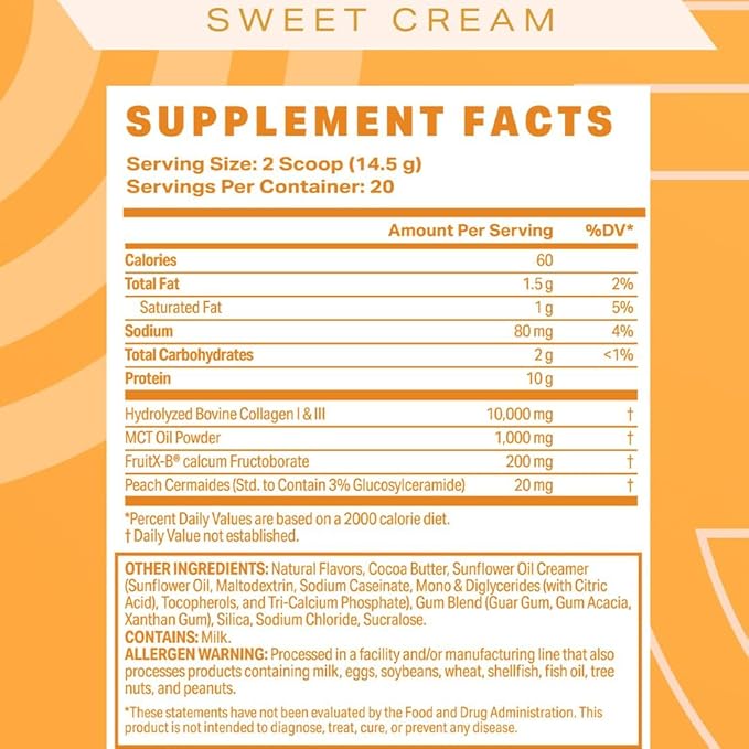 Podium Nutrition Morning Collagen Sweet Cream 20 Servings Collagen Protein Gluten Free Soy Free