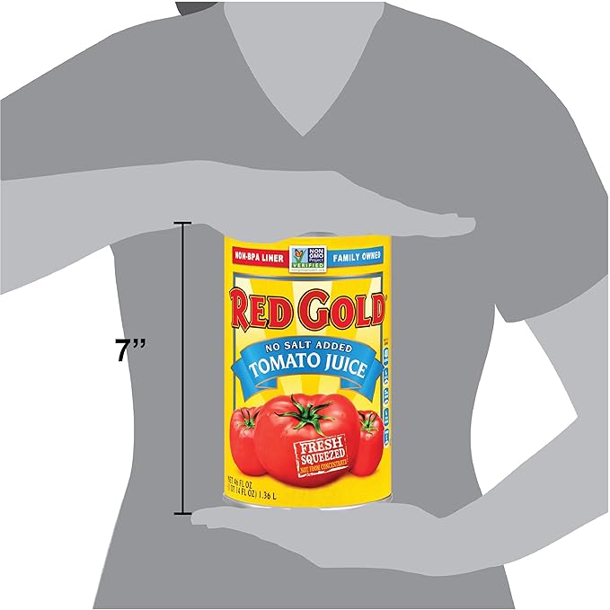 Red Gold Fresh Tomato Juice No Salt Added Kosher and Gluten Free 46 Ounce Can 2-Pack