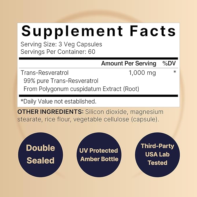 NatureBell Resveratrol - 180 Vegetarian Capsules - 1000mg Polygonum Cuspidatum Extract - Antioxidant Support - Heart Brain &amp Immune Wellness*