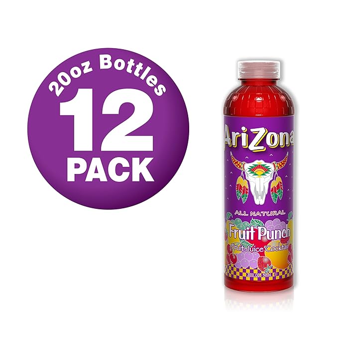 AriZona Fruit Punch Juice Cocktail 20 Fl Oz (Pack of 12)