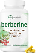 Micro Ingredients Berberine 500mg with Ceylon Cinnamon 240 Veggie Capsules | High Absorption Berberine HCI Supplement + Turmeric Root &amp Cinnamon Bark Extract | Non-GMO Gluten Free