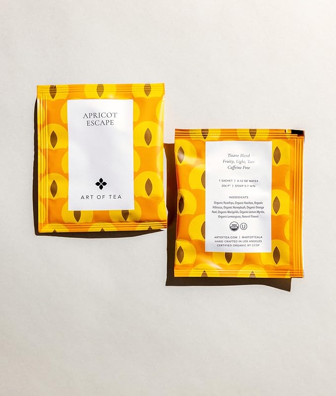 Art of Tea | Apricot Escape - Caffeine Free | 50 Pyramid Tea Bag Sachets