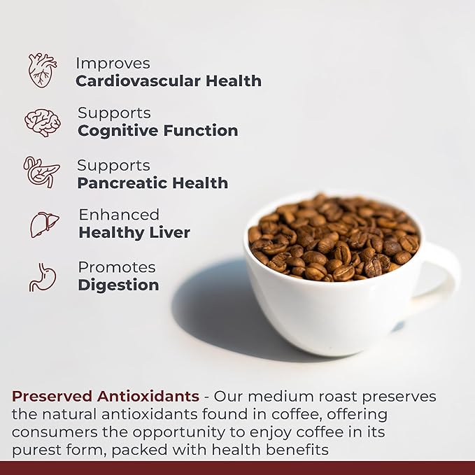 Quantum Organic Whole Roasted Coffee Beans - Medium Roast From Guji Region of Ethiopia Crafted for Optimal Health Benefits Sweet &amp Fruity Well-Balanced Gluten Free Sustainable Non-GMO - 1 P