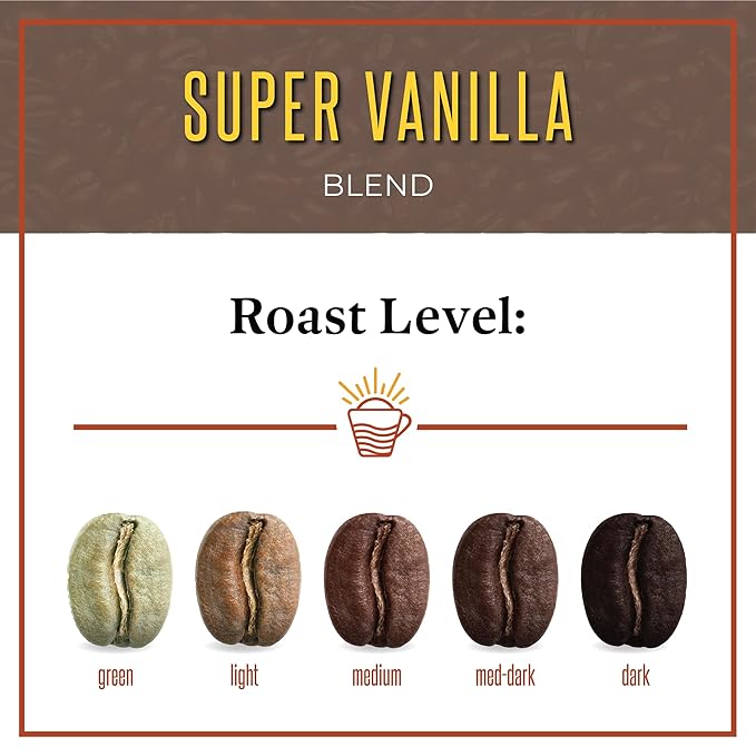 San Diego Coffee Super Vanilla Medium Roast Whole Bean Coffee 16-Ounce Bag Café en grano tostado
