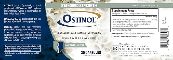 Ostinol Standard 150mg - Bone &amp Joint Supplement | Stem Cell Activation Certified | Bio Active Protein Complex for Mild Bone Loss &amp Mild Joint Dysfunction - 30 Capsules