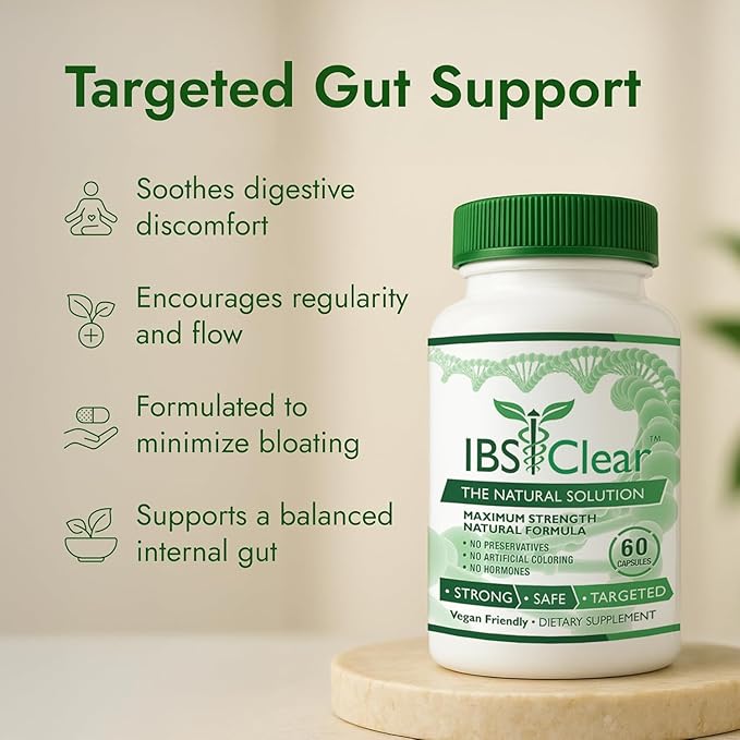 IBS Clear™ - 100% Natural IBS Relief with Vitamin D Psyllium Husk Fennel - 360 Capsules - 2 Bottle