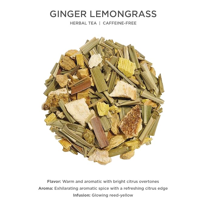 Tea Forte Ginger Lemongrass Premium Caffeine-Free Herbal Tea Blend Event Box Bulk Pack 40 Count 10 per tray Individually Wrapped Handcrafted Pyramid Infusers