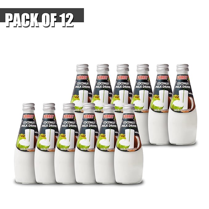 Parrot Coconut Water with Pulp 11.5 fl oz and Coconut Milk Drink Original with Pulp 290ml（Total Pack of 24）