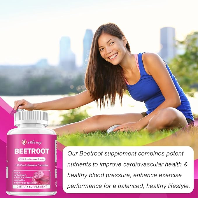 Beet Root Capsules 120 Count Pure Beetroot Beets Powder Capsules 60 Days Supply | Natural &amp Vegan Supplement | 1300mg per Serving