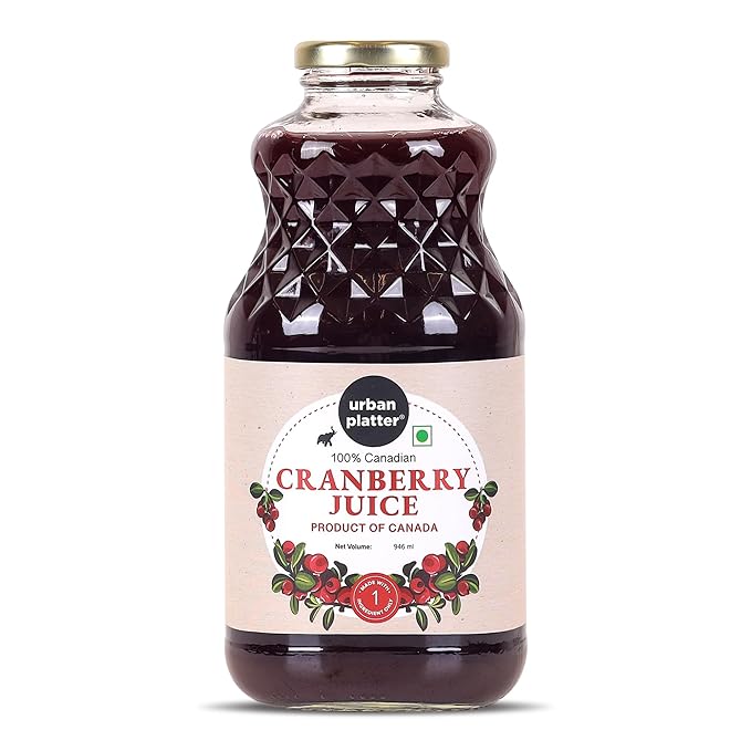 Urban Platter Canadian Cranberry Juice 1 Litre (Unsweetened No ed Sugar 100% Natural Cranberry Juice Good for UTI Health Perfect for Cocktails and Mocktails]