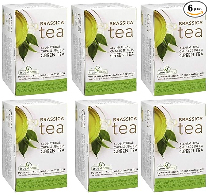 Brassica Tea Sencha Green Tea with truebroc 16 Tea Bags (6 pack)