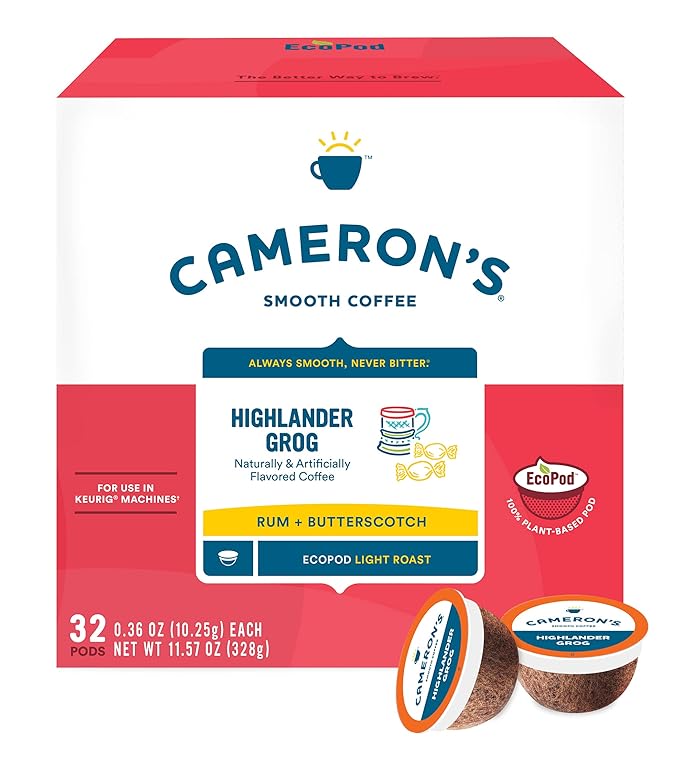 Cameron's Coffee Single Serve Pods Flavored Highlander Grog 32 Count