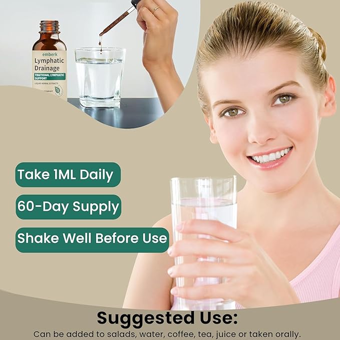 Lymphatic Drainage Drops 2000mg Herbal Blend with Elderberry &amp Echinacea Dandelion– Supports Lymphatic Drainage Immune System &amp Detox 2 fl oz (1pcs)