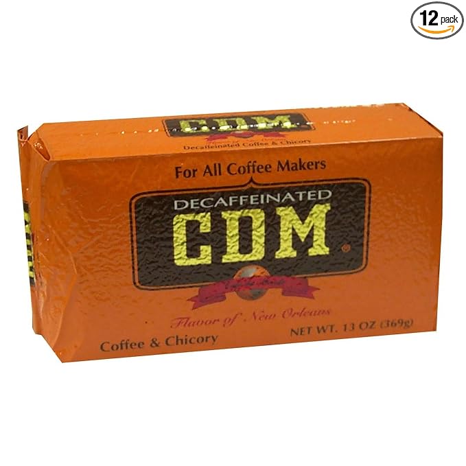CDM Decaffeinated Ground Coffee &amp Chicory for All Coffee Makers 13oz Bag (Pack of 12)