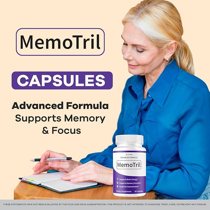 (3 Pack) Memotril Capsules - Official Memo Tril Advanced Brain Health Supplement Support Pills All Natural Formula Memotril Vitamins For Overall Health &amp Wellness Reviews 180 Capsules For 3 Mont