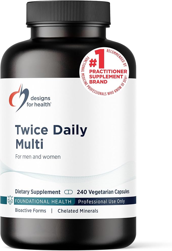 Designs for Health Methylated Multivitamin for Women &amp Men - Twice Daily Multimineral Supplement &amp Multivitamin Without Iron + Methylated B12 and Folate Vitamin C K D E + More (240 Capsule