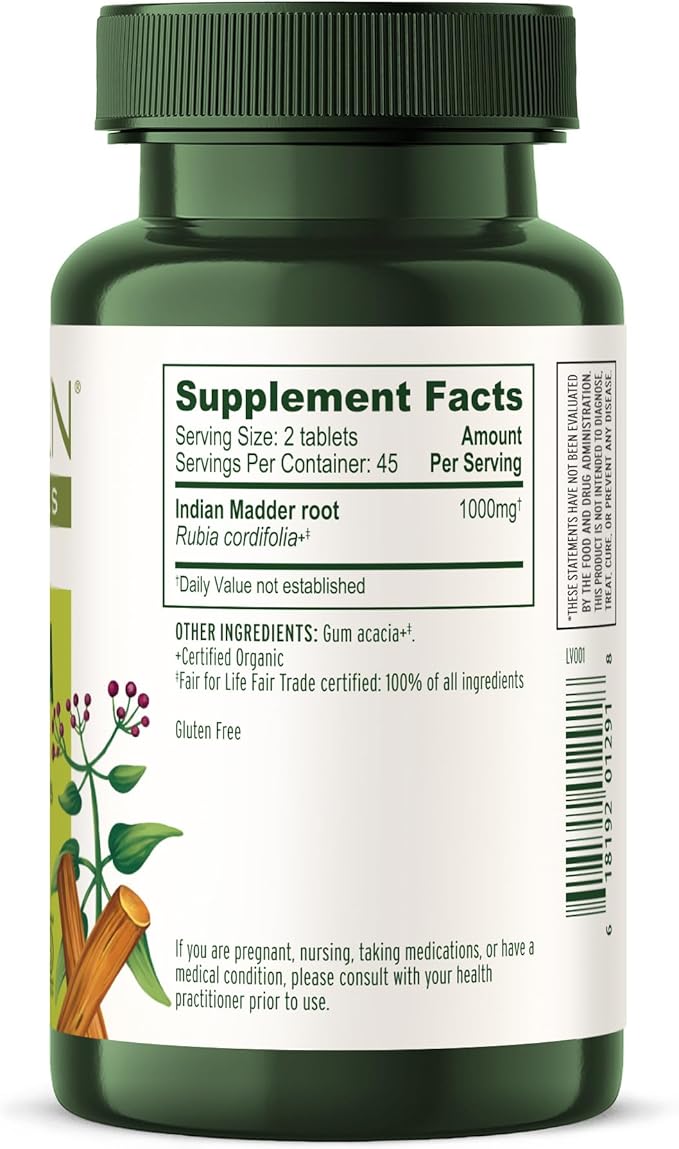 Banyan Botanicals Organic Manjistha – Natural Skin Support &amp Lymphatic Drainage Supplement – Red Root Blood Cleanse for Clear Complexion – 90 Tablets – USDA Organic Fair Trade