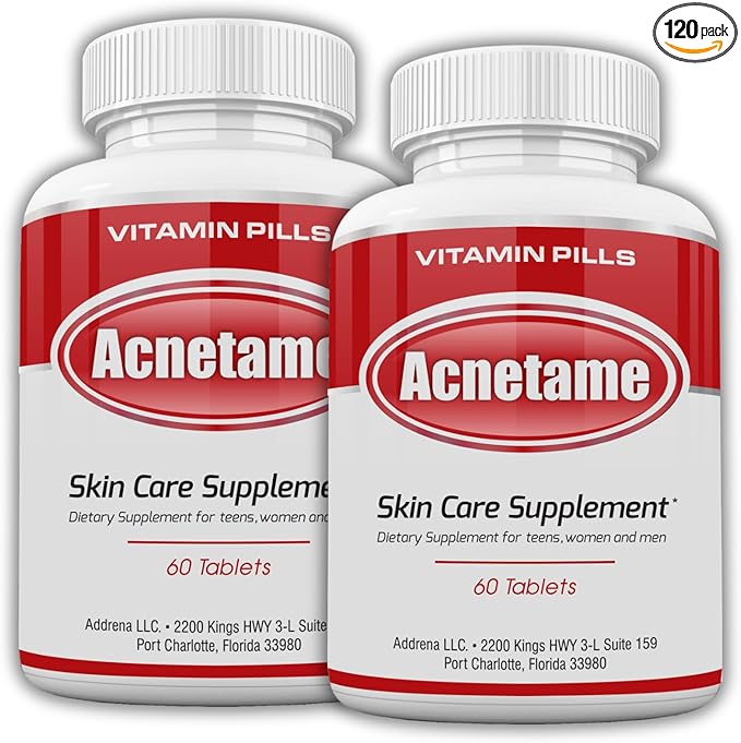 Acne Pills 2 Pack 120 Pills- Vitamin Supplements for Acne Breakouts- Hormonal Pimple Tablets to Clear Oily Skin for Women Men Teens and Adults