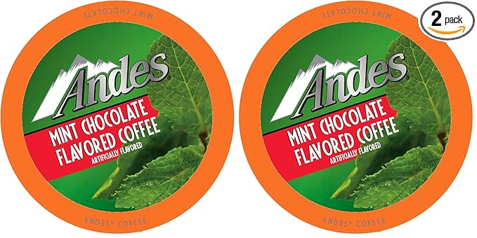 Andes Mints Chocolate Mint Flavored Coffee PodsCompatible with K Cup Brewing Machines Including 2.0Serve Peppermint Flavor Enhanced40 Count (Pack of 2)