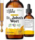 Wild &amp Organic St Johns Wort Tincture - Mood Support - Relaxing St. John's Wort Supplement - Liquid Hypericum Perforatum Herb Drops - Vegan Sugar &amp Alcohol-Free - 2 fl oz