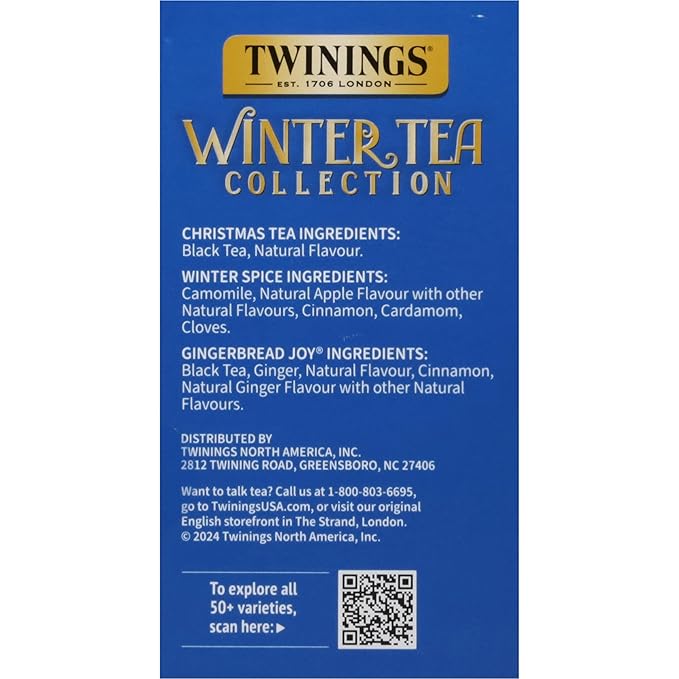 Twinings Winter Tea Collection Limited Edition Holiday Gift Box 20 Count (Pack of 3) Includes Christmas Tea Winter Spice and Gingerbread Joy Enjoy Hot or Iced 60 Teabags