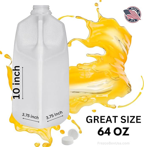 64 Oz Empty Juice Bottles Reusable (Pack Of 12 x 64 Oz Ea) With White Tamper Evident Screw Caps – Great for Homemade Juices Milk Smoothies Tea and Other Beverages - Food Grade BPA Free
