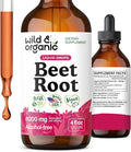 Wild &amp Organic Beet Root Extract Drops - 8000 mg Fresh Beetroot Extract Equivalent - Extract 20:1 - Liquid Red Beets Supplements - 400 mg per Serving - Vegan Alcohol &amp Sugar-Free - 4 fl oz