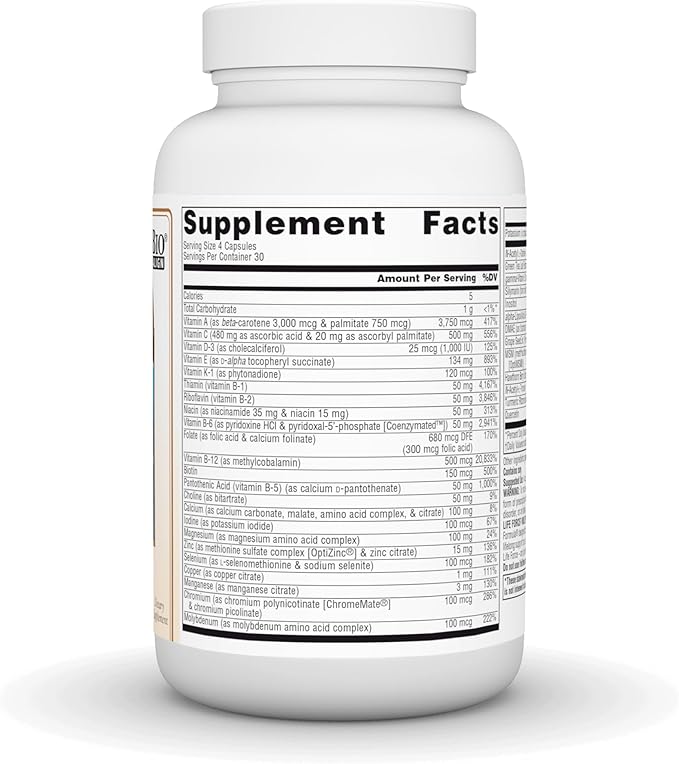 Source Naturals Life Force Multiple Iron Free Daily Multivitamin High Potency Essential Vitamins Minerals Antioxidants &amp Nutrients - Energy &amp Immune Boost* - 120 Capsules